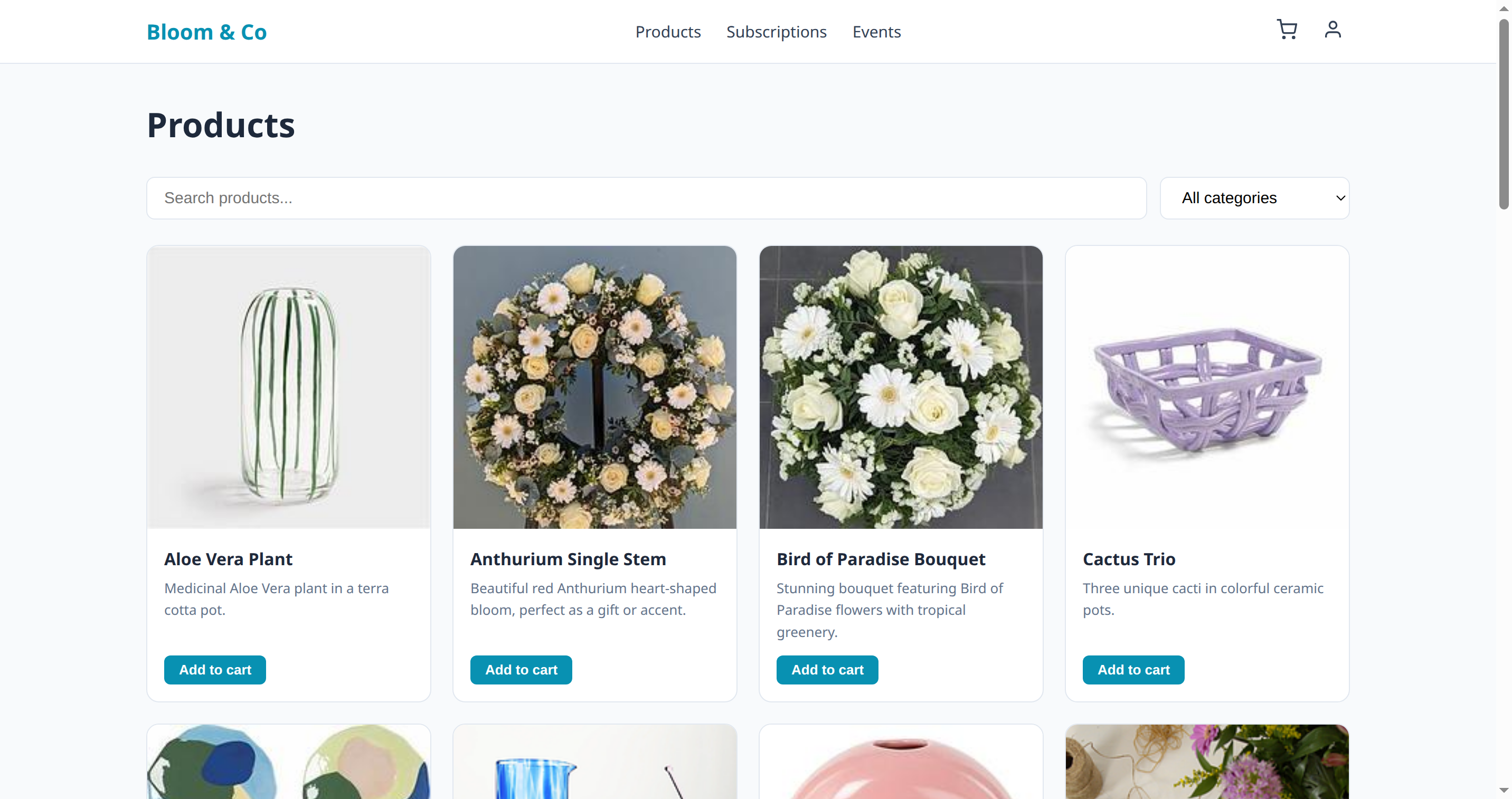 Customer shop product catalog